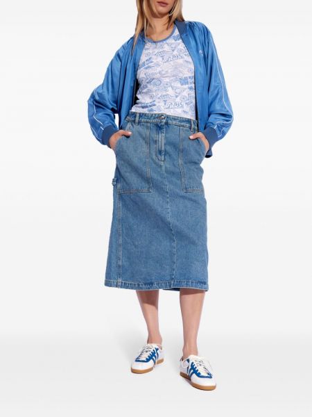 Siuvinėtas džinsinis sijonas Maison Kitsuné mėlyna