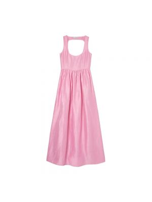 Lniana sukienka długa relaxed fit Attic And Barn różowa