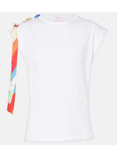 T-shirt i bomull i jersey Pucci vit