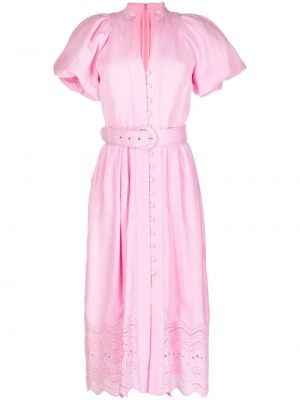 Midi šaty na zip s výstřihem do v Rebecca Vallance - růžová