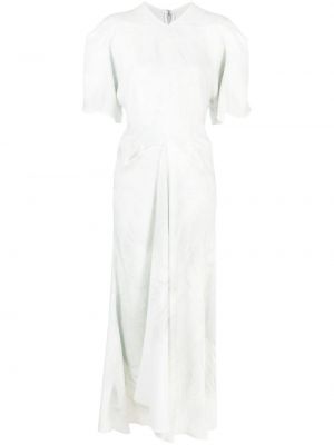Drapované midi šaty s perím s potlačou Victoria Beckham biela