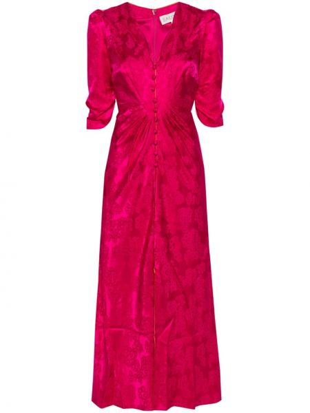 Robe mi-longue à fleurs Saloni rose
