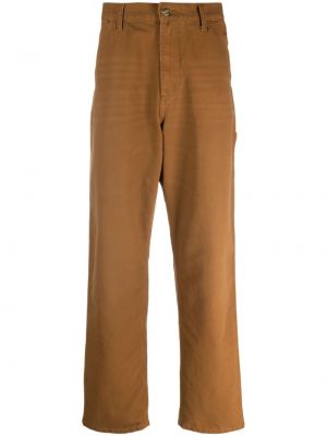 Βαμβακερό παντελόνι με ίσιο πόδι Carhartt Wip καφέ