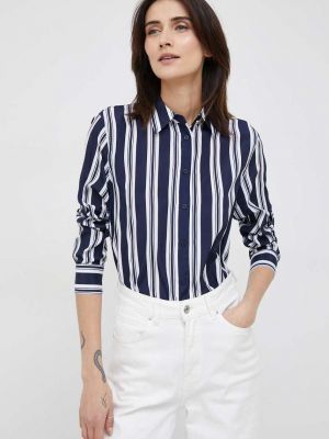 Košile Lauren Ralph Lauren dámská, tmavomodrá barva, regular, s klasickým límcem