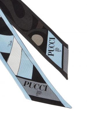 Echarpe en soie à imprimé Pucci bleu