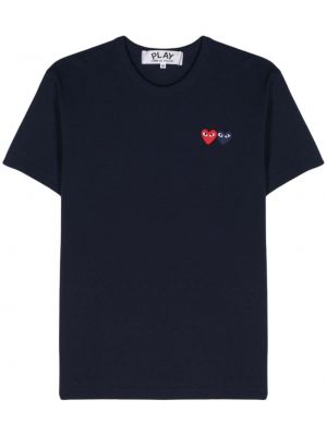 Medvilninis marškinėliai su širdelėmis Comme Des Garçons Play mėlyna