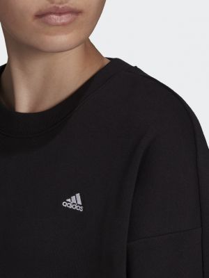Hanorac cu fermoar cu dungi Adidas Performance negru