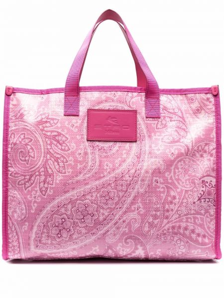Shopper torbica s printom s paisley uzorkom Etro ružičasta