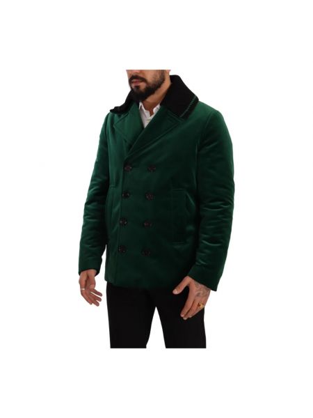 Welurowy płaszcz zimowy Dolce And Gabbana zielony