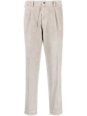 Pantaloni dritti di velluto a coste plissettati Dell'oglio grigio
