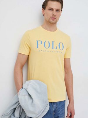 Памучна поло тениска с принт Polo Ralph Lauren жълто