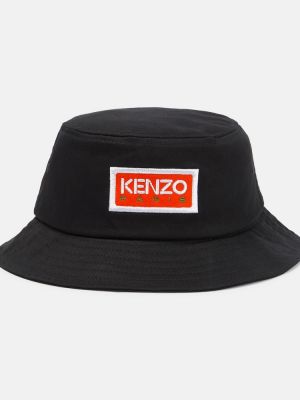 Haftowany kapelusz bawełniany Kenzo czarny