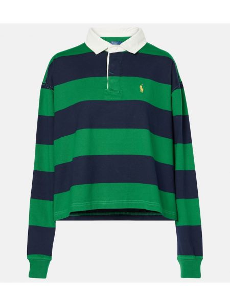 Piké i bomull med mönster i ränder i jersey Polo Ralph Lauren grön