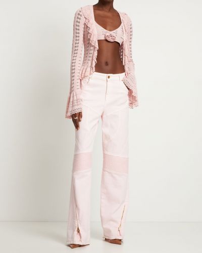 Bavlněné džíny relaxed fit Blumarine růžové