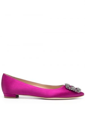Pantofi din satin Manolo Blahnik violet