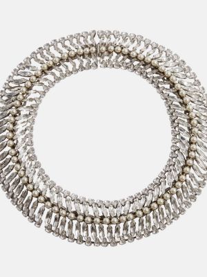 Naszyjnik z perełkami z kryształkami Saint Laurent srebrny