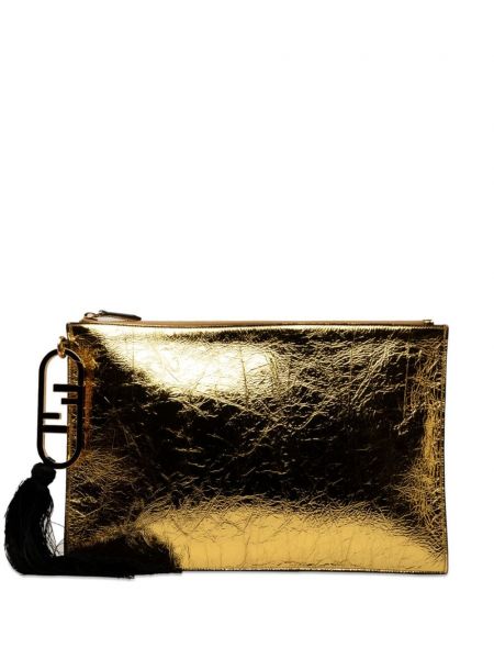 Kožna clutch torbica Fendi Pre-owned zlatna