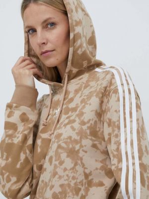 Pamučna hoodie s kapuljačom s printom Adidas Originals bež