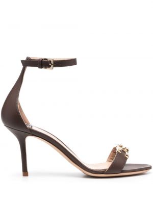 Kožené sandále Elisabetta Franchi hnedá