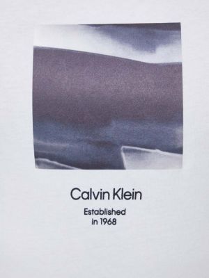 Koszulka bawełniana z nadrukiem Calvin Klein beżowa