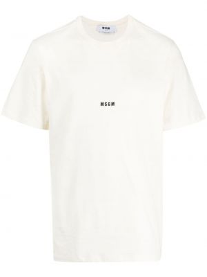 Памучна тениска с принт Msgm бяло