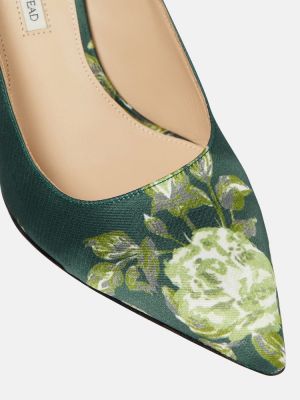 Calzado de raso de flores Emilia Wickstead verde