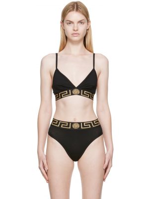 Черный - Бралетт с каймой Greca Versace Underwear