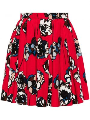 Plisované květinové mini sukně s potiskem Miu Miu Pre-owned červené