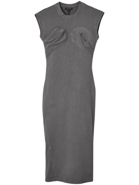Pamučna midi haljina Marc Jacobs siva