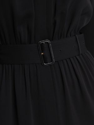 Svilena midi haljina Burberry crna