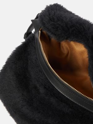 Bolsa de hombro de lana de alpaca Max Mara negro
