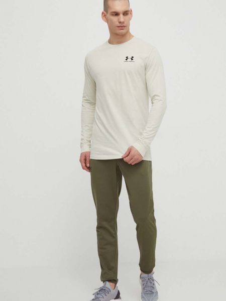 Longsleeve z nadrukiem Under Armour beżowa