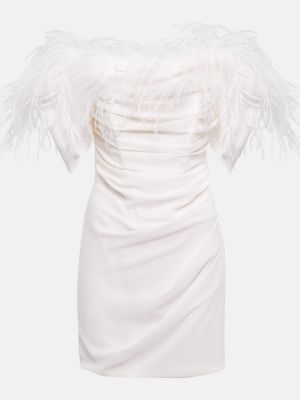Mini vestido con plumas con volantes de plumas Giuseppe Di Morabito blanco