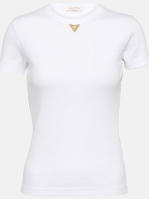 Bavlněné tričko jersey Valentino bílé