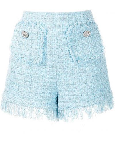 Pantalones cortos con flecos de tweed Blumarine azul