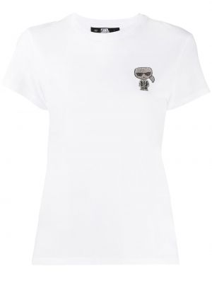 T-shirt med broderi Karl Lagerfeld vit