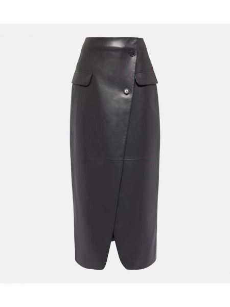 Асиметрична кожена пола от изкуствена кожа The Frankie Shop сиво