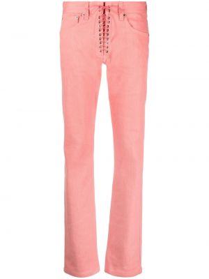 Mežģīņu straight fit džinsi ar šņorēm Ludovic De Saint Sernin rozā
