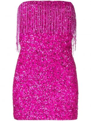 Slim fit mini šaty s flitry na zip Retrofete - růžová