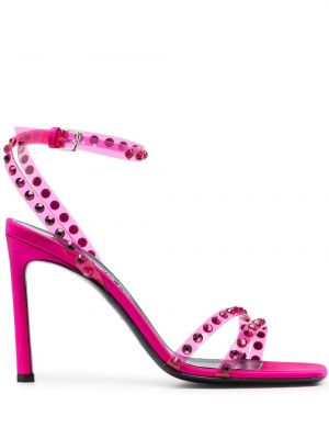 Krištáľové sandále Sergio Rossi ružová