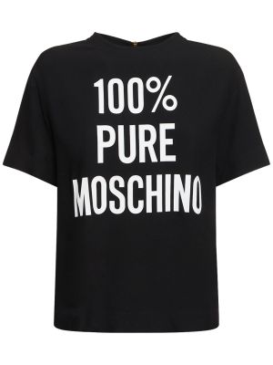 T-shirt di raso in viscosa Moschino bianco