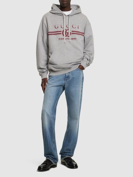 Kokvilnas kapučdžemperis džersija Gucci pelēks