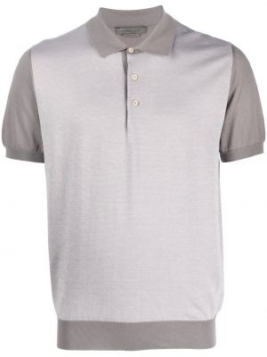 Medvilninis šilkinis polo marškinėliai Corneliani pilka