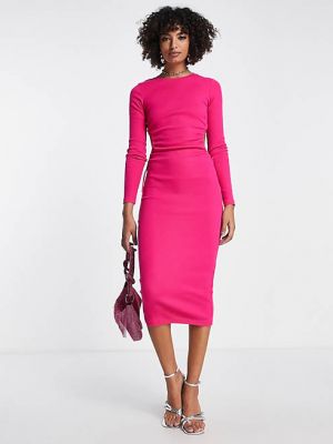 Приталенное платье с длинным рукавом Envii розовое