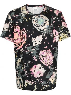 Bavlněné tričko s potiskem s abstraktním vzorem Isabel Marant černé