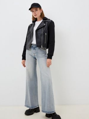 Кожаная джинсовая куртка Calvin Klein Jeans черная