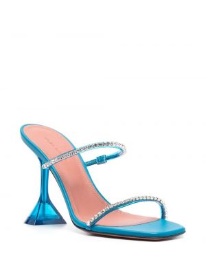 Sandales à imprimé en cristal Amina Muaddi bleu