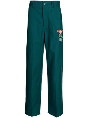 Rovné kalhoty s výšivkou Paccbet zelené