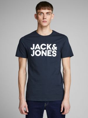 Футболка слім з принтом Jack & Jones синя