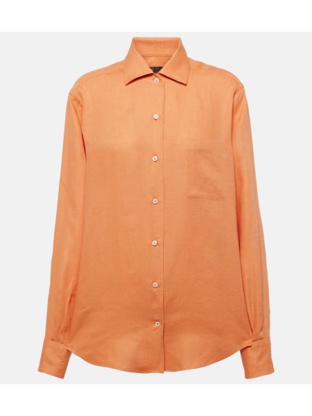 Lenvászon hosszú póló Loro Piana narancsszínű